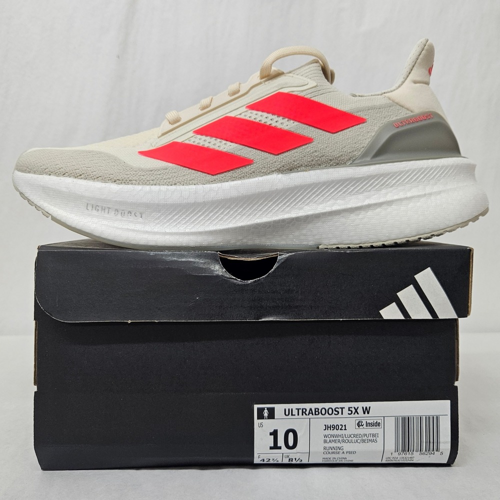Adidas Ultraboost 5X W Running Shoes JH9021 Wonder White Red Women's Size 10